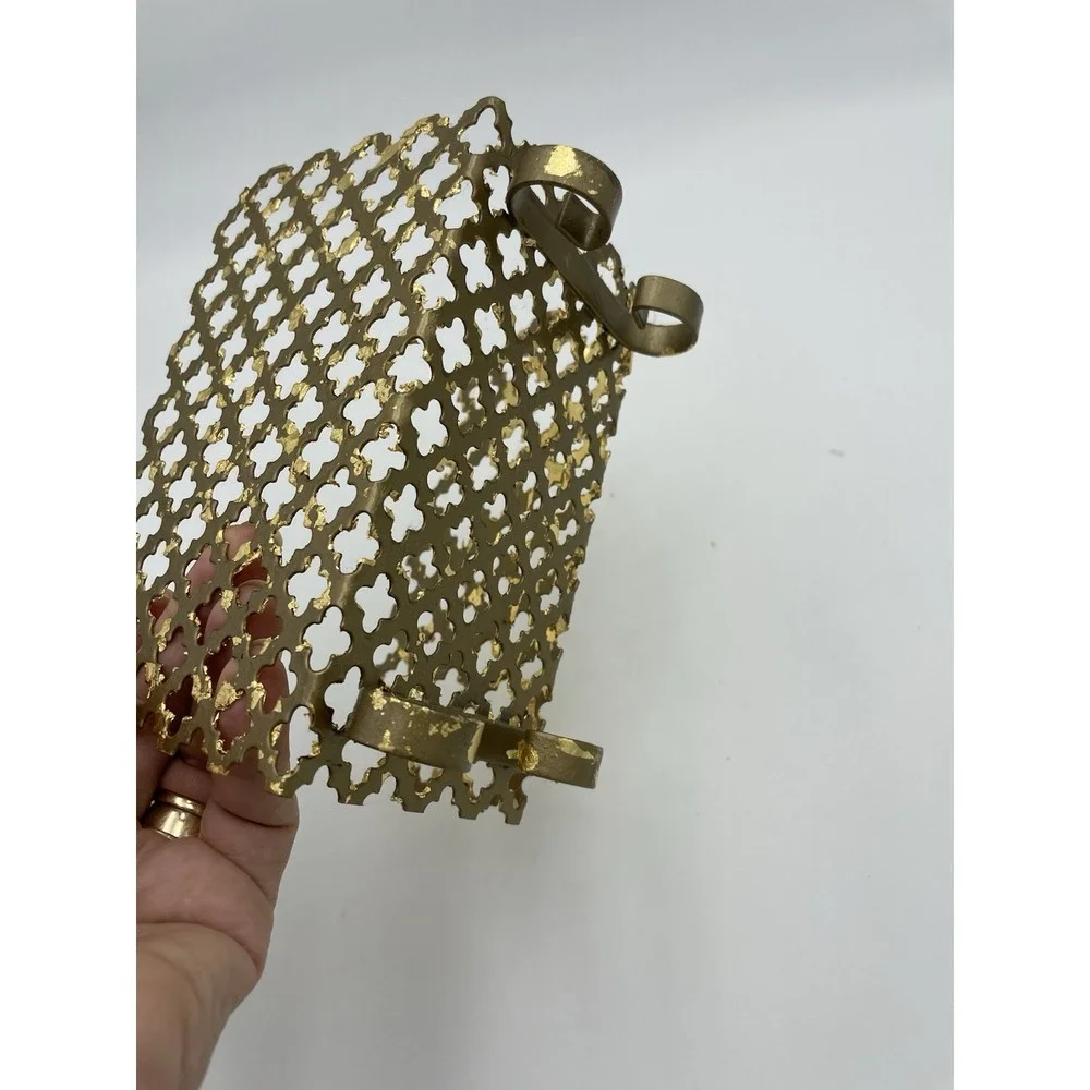 Vintage Mid Century‎ Gold Metal Mesh Letter or Napkin Holder Gold Gilded